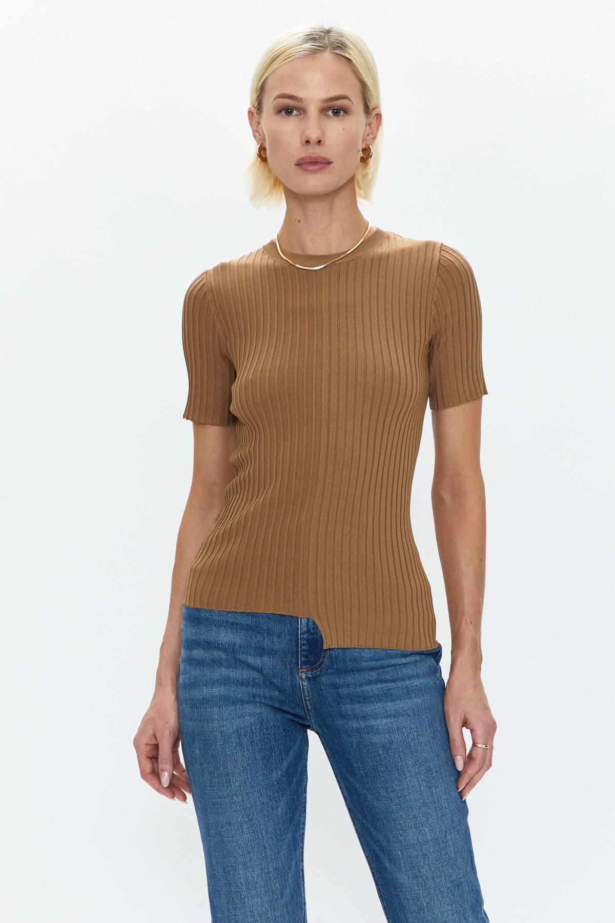 Beatrice Asymmetric Sweater Tee - Chestnut
            
              Sale